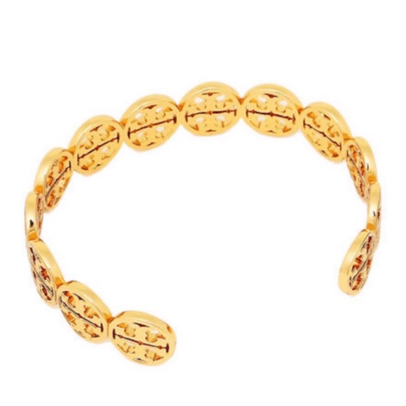 TORY BURCH • Gold Logo Frozen Cuff Bracelet - Picture 4 of 6